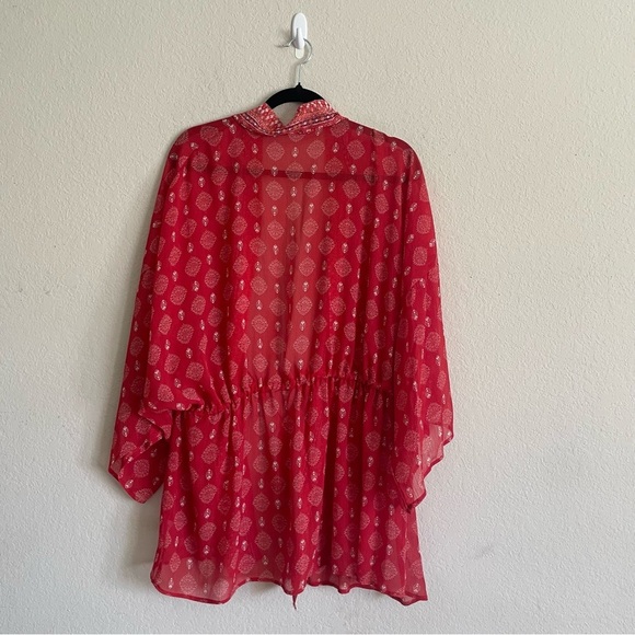 Xhilaration woman’s summer coverup size XL/XXL red printed boho front tie beach - Picture 7 of 7